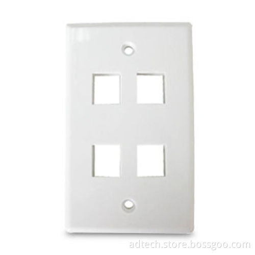 USA Type Faceplate with 4 Ports, Made of ABS
